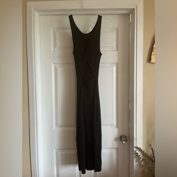 Cut Out Twist Ribbed Maxi Dress Stretch Hollow Out Long Minimalist Goth Y2K - Picture 8 of 8